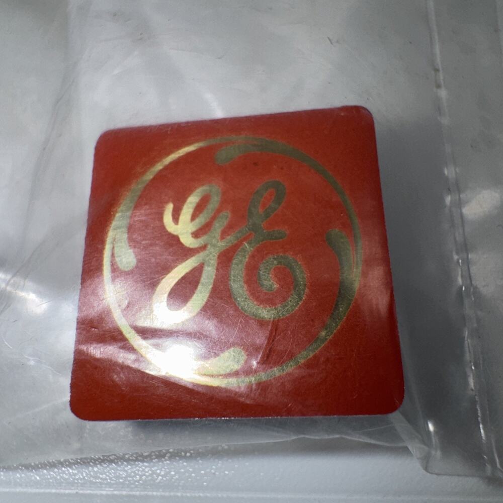 Vintage GE Pin General Electric Enamel Lapel Badge Orange-Red & Gold Logo, New